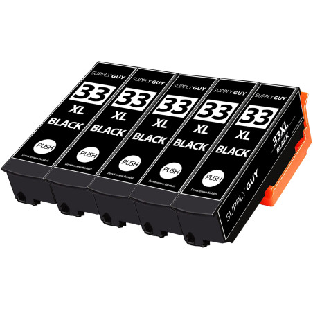 Supply Guy 5 Cartouches d'encre Compatible avec Epson 33XL Noir pour Expression Premium XP530 XP540 XP630 XP635 XP640 XP645 XP83
