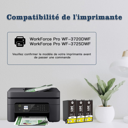 Nextpage Lot de 3 cartouches d'encre de rechange 34XL compatibles avec les imprimantes Workforce Pro WF-3720DWF WF-3725DWF WF-37