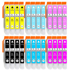 24 Cartouches d'Encre XL Toutes Couleurs Remplacer Epson N° 24 XL T2431-T2436 - Compatible avec Expression Photo XP-55, XP-750, 