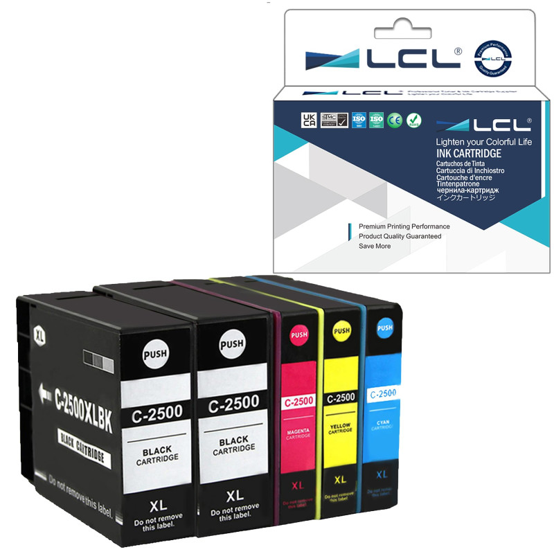 LCL Cartouche d'encre Compatible PGI-2500 PGI-2500XL PGI-2500XLBK PGI-2500XLC PGI-2500XLM PGI-2500XLY (2Noir 1Cyan 1Magenta 1Jau