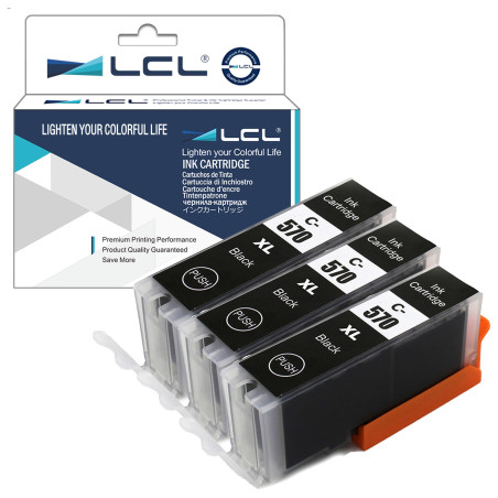 LCL Cartouche d'encre Compatible PGI-570 PGI-570XL PGI-570XLBK (3 PGBK) Remplacement pour Canon PIXMA TS5050 TS5051 TS5053 TS505