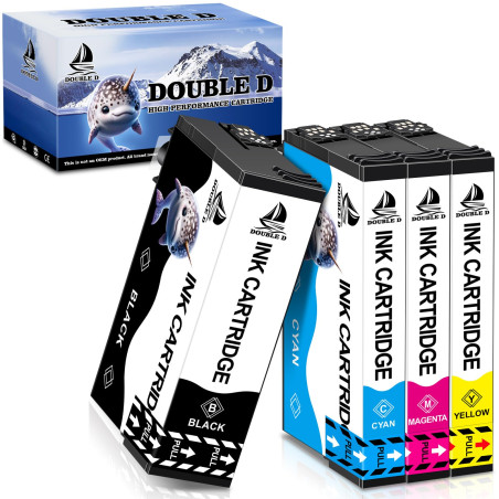 DOUBLE D 405XXL Cartouche d'Encre Compatible pour Epson Workforce WF-7840DTWF, WF-7830DTWF, WF-7835DTWF (1XXL Noir, 1XL Cyan, Ma