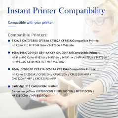 STAROVER Remplacement des remanufacturée Cartouches de Toner Compatibles pour HP 305A 305X pour LaserJet Pro 400 Color MFP M475D