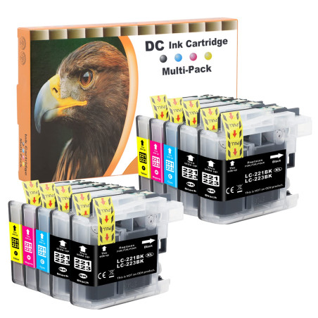 D&C 10x Cartouches d'encre pour Brother LC-221 LC-223 Compatible avec Brother DCP-J4120DW J562DW MFC-J4420DW J4425DW J4620DW J46