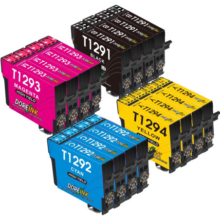 DOREINK T1295 Multipack pour Epson T1291 T1292 T1293 T1294 Cartouche d'encre pour Epson Stylus SX235W SX425W SX435W SX445W SX525