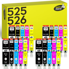 Happy Printer 20 XL Cartouches compatibles avec Canon PGI-525 / CLI-526 pour Pixma IP4850 IP4950 IX6550 MG5140 MG5150 MG5240 MG5