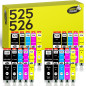 Happy Printer 20 XL Cartouches compatibles avec Canon PGI-525 / CLI-526 pour Pixma IP4850 IP4950 IX6550 MG5140 MG5150 MG5240 MG5 Happy Printer 20 XL Cartouches compatibles avec Canon PGI-525 / CLI-526 pour Pixma IP4850 IP4950 IX6550 MG5140 MG5150 MG5240 MG5