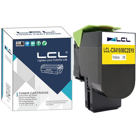 LCL 802SY Jaune Cartouche de Toner Compatible pour Lexmark 800S4 80C2SY0 80C20Y0 80C2SYE 802Y pour Lexmark CX310 CX310N CX310DN 