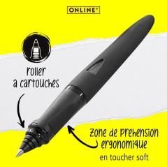 ONLINE Roller à cartouches ergonomique - Switch Expert Noir - pour cartouches d'encre standard, rechargeable, avec stylus tip, c