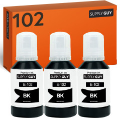 Supply Guy Encre Noir pigmenté compatibles avec Epson 102 pour EcoTank ET-4850 ET-2850 ET-2856 ET-3850 ET-4856 ET-15000 (3 Boute
