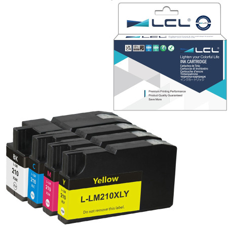 LCL Cartouche d'encre Compatible 210XL (4 Pack 1 Noir 1 Cyan 1 Magenta 1 Jaune) Remplacement pour Lexmark Office Edge Pro4000c/P