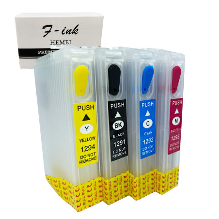 Fink Kit d'encre Rechargeable Compatible avec Les Cartouches d'encre Epson T1295, Compatible avec Les imprimantes BX535WD BX625F