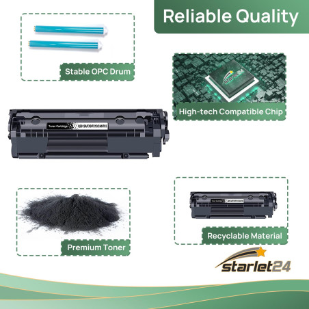 Starlet24 4X 12A Q2612A Cartouches de Toner compatibles pour HP LaserJet 1010 1012 1015 1018 1020 1022 1022n 1022nw 3015 3020 30