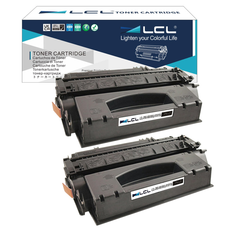 LCL Cartouche de Toner Compatible 53X Q7553A Q7553X 7000pages (2Noir) Remplacement pour HP Laserjet P2014/P2015/M2727 Series pou