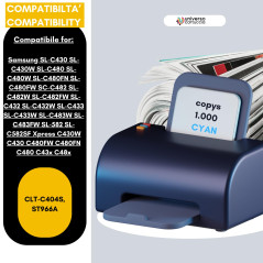 universo cartuccia® CLT-C404S, ST966A, CYAN Toner compatible avec Samsung LaserJet Xpress Color Série C430, C432, C433, C480, C4
