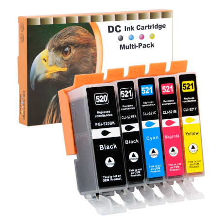 D&C 5X Cartouches d'encre compatibles pour Canon PGI-520 CLI-521 pour Canon Pixma IP3600 IP4600 IP4600X IP4700 MP540 MP550 MP560