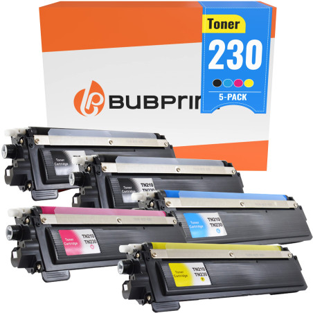 Bubprint 5 Cartouche de Toner Compatible pour Brother TN-230 TN-230BK TN-230C TN-230M TN-230Y pour DCP-9010CN HL-3040CN HL-3070C