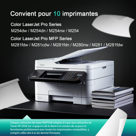 KUPYLM 203X Cartouche de Toner pour HP 203X 203A CF540X pour Color LaserJet Pro MFP M281fdw M281fdn M280nw M254dw M254nw CF540X