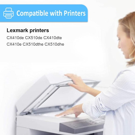 Cartouche de Toner Compatible CX410 CX510 Noire Haute Capacité 4000 Pages BK pour Imprimantes Lexmark CX410de CX510de CX410dte C