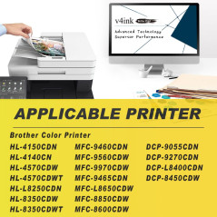 v4ink Pack de 4 Cartouches de Toner de Remplacement Compatible avec TN325 pour l'Utilisation avec Brother HL4140CN 4570CDW 4570C