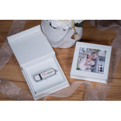 Elegantdisk mariage boîte usb avec cadre photo et usb flash drive blanc