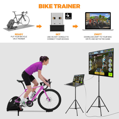 CooSpo – Adaptateur USB ANT+ Clé USB pour Garmin Sunnto, Zwift, Tacx, Bkool, PerfPRO Studio, CycleOps Virtual Trainer TrainerRoa