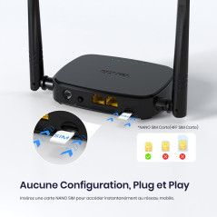 Tenda Routeur 4G, Box 4G WiFi, Routeur SIM LTE 150 Mbps, Modem 4G san Fil, 2.4GHz Wi-FI 300 Mbps, CAT4, 2 Antennes Externe, Fast