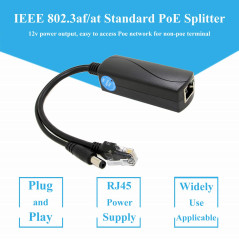 Revotech 12V/2A Actif PoE Splitter DC 5.5*2.5mm Interface, 48V PoE vers DC 12V/2A Sortie, 10/100Mbps Conforme IEEE802.3af/at, Ad