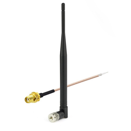 Eightwood 868 MHz Antenne WiFi PC 3 dBi NFC RFID Adaptateur SMA Mâle + SMA Femelle Câble Pigtail RG178 15 cm pour Antenne GSM CB