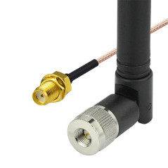 Eightwood 868 MHz Antenne WiFi PC 3 dBi NFC RFID Adaptateur SMA Mâle + SMA Femelle Câble Pigtail RG178 15 cm pour Antenne GSM CB
