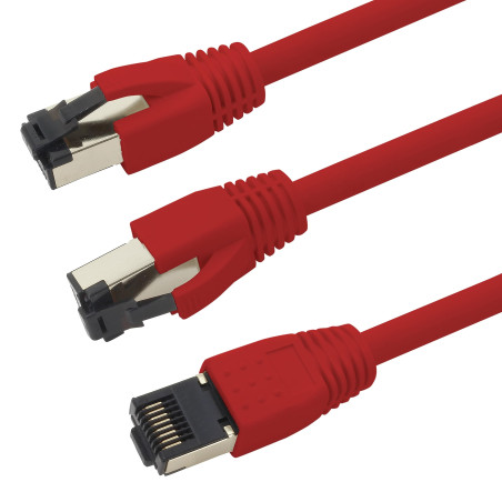Câble réseau Cat 8 de 0,25 m Câble CAT8 rouge - 1 pièce Cat.8 Lan 2000 MHz 40 Gbit s 40GBase-T Poe+ patch cable Câble Ethernet L