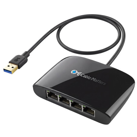 Cable Matters Switch Ethernet Commutateur USB 3.1 vers 4 Ports Gigabit Ethernet (Adaptateur USB Ethernet), Noir