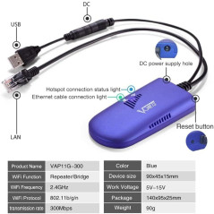 VONETS VAP11G-300 Mini 2.4GHz WLAN Bridge WiFi Répéteur Adaptateur Ethernet WiFi Hotspot Extender Signal Booster Point d'accès R