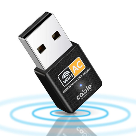 Clé WiFi USB Double Bande 2,4/5 GHz, antenne WiFi 600 Mbps, Plug and Play, Adaptateur réseau sans Fil pour PC/Ordinateur de Bure