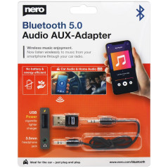 Nero Adaptateur Audio Bluetooth 5.0 AUX | Récepteur & Transmetteur USB pour Voiture, Système HiFi et Haut-parleurs | Jack 3,5 mm