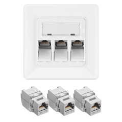 kwmobile 3X Module Keystone Cat 6A - Lot 3X Connecteur Module de Brassage 1x Prise Murale - Branchement Câble RJ45 avec Raccord