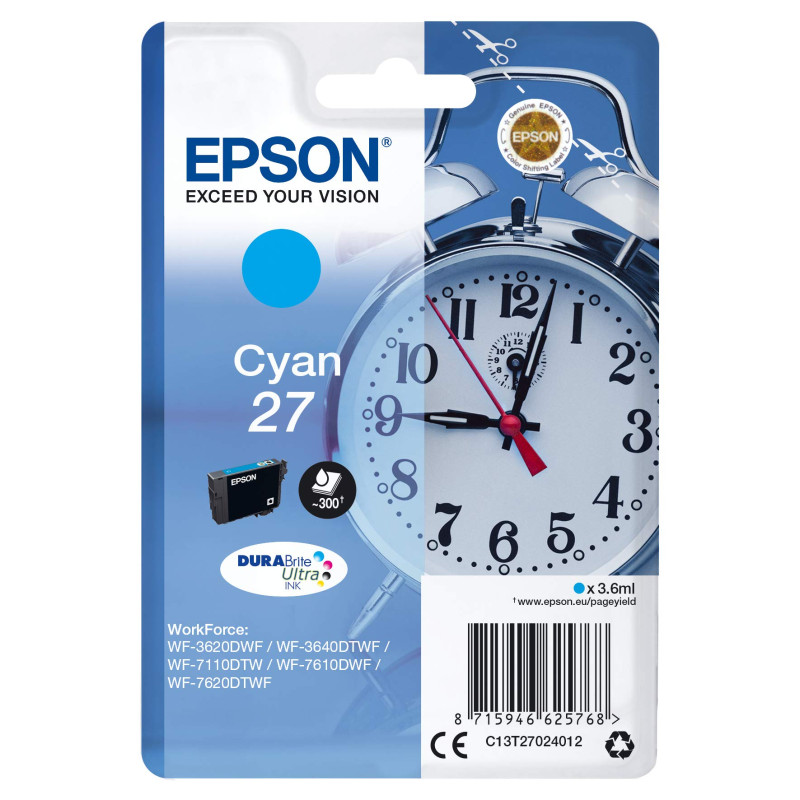 Epson C13T27024022 Cartouche d'encre compatible avec Imprimante Epson Workforce Cyan