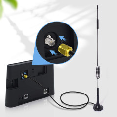 Bingfu Antenne 4G LTE Intérieur Amplificateur GSM Mimo SMA Mâle 7 dBi Base Magnétique pour Orange,SFR,Bouygues Telecom,Free Mobi