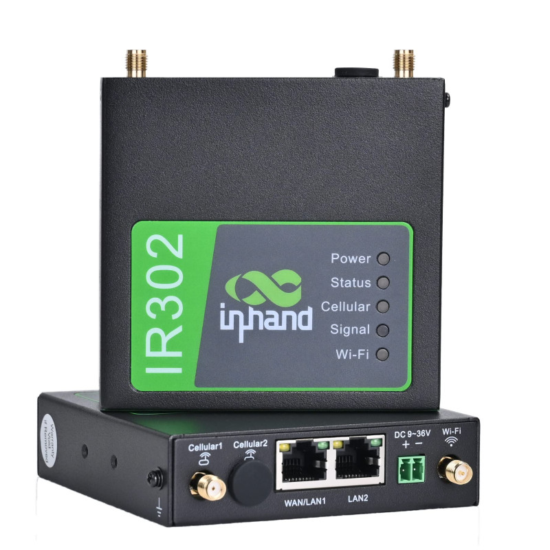 InHand Networks IR302 Routeur VPN Industriel IoT Double Carte SIM, 4G LTE Cat 4, Antenne Externe, Wi-FI, Géré Via Plateforme Clo