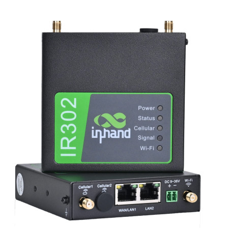 InHand Networks IR302 Routeur VPN Industriel IoT Double Carte SIM, 4G LTE Cat 4, Antenne Externe, Wi-FI, Géré Via Plateforme Clo