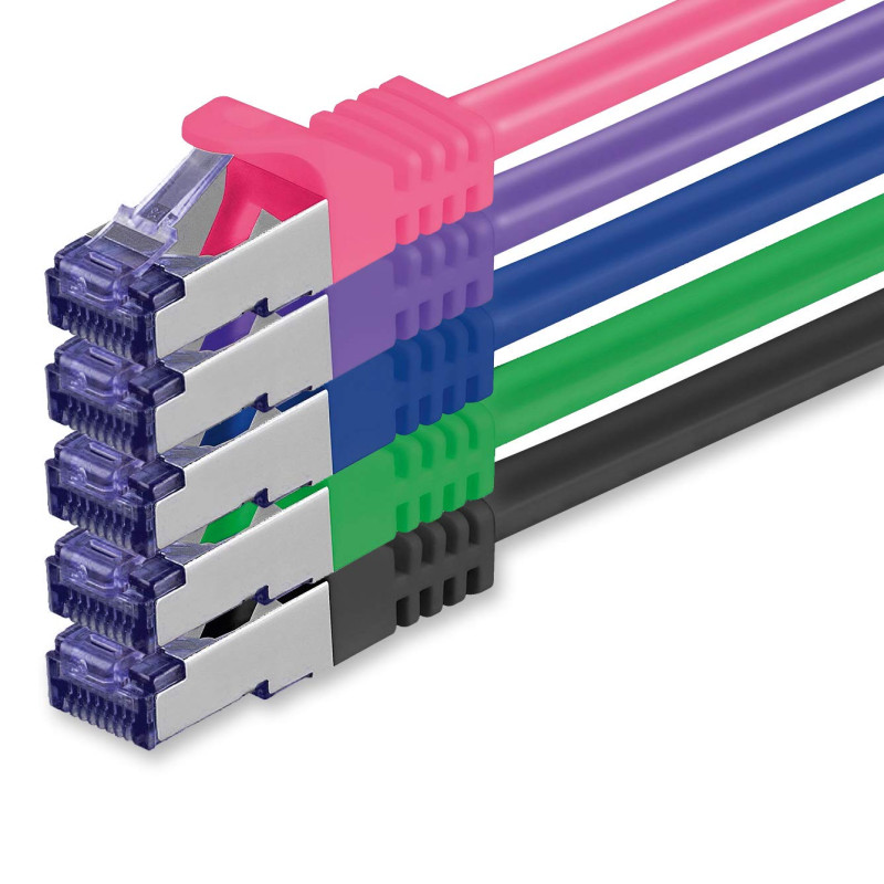 1aTTack.de 5x 1,0 M Câble réseau CAT7-10 Gigabit - Câble patch RJ45 Câble Ethernet (SFTP PIMF LSZH CU) - pour DSL LAN Switch Mod 1aTTack.de 5x 1,0 M Câble réseau CAT7-10 Gigabit - Câble patch RJ45 Câble Ethernet (SFTP PIMF LSZH CU) - pour DSL LAN Switch Mod