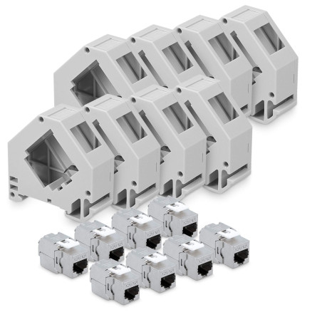 kwmobile 8X Module Keystone RJ45 Cat 6a - Modules de Brassage pour Branchement Câble RJ45 - Connecteur Blindé avec Support pour 