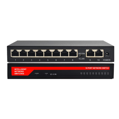 KuWFi Commutateur réseau Gigabit 10 ports, LAN RJ45 Port Fast Ethernet, répartiteur LAN, répartiteur LAN 10/100/1000 Mbps, plug