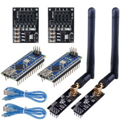 WayinTop 2Set Emetteur Récepteur sans Fil RF avec Tutoriel, NRF-24LO1+PA+LNA Module avec SMA Antenne 2.4 GHz 1100m + NRF-24LO1 R