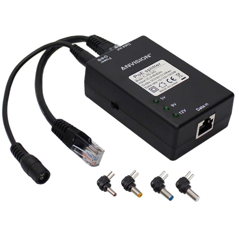 ANVISION Adaptateur Active Gigabit PoE Splitter avec Conseils Multi-Taille, 10/100 / 1000Mbps Compatible IEEE 802.3af, DC 5V 9V ANVISION Adaptateur Active Gigabit PoE Splitter avec Conseils Multi-Taille, 10/100 / 1000Mbps Compatible IEEE 802.3af, DC 5V 9V