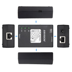 ANVISION Adaptateur Active Gigabit PoE Splitter avec Conseils Multi-Taille, 10/100 / 1000Mbps Compatible IEEE 802.3af, DC 5V 9V 