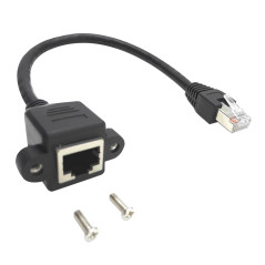 zdyCGTime 25,4 cm Cat6e réseau Ethernet RJ45 M/F blindé à vis Montage sur Panneau câble d'extension, Femelle blindée Ethernet RJ