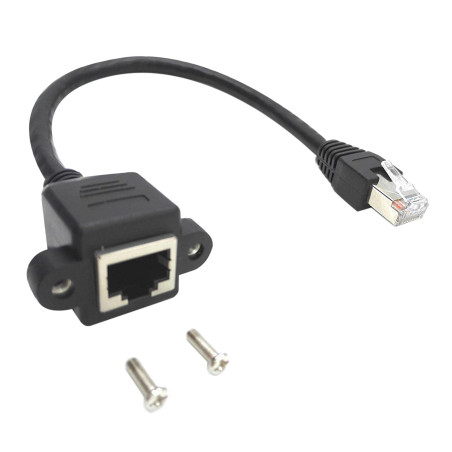 zdyCGTime 25,4 cm Cat6e réseau Ethernet RJ45 M/F blindé à vis Montage sur Panneau câble d'extension, Femelle blindée Ethernet RJ