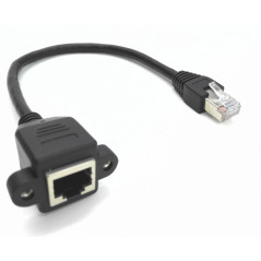 zdyCGTime 25,4 cm Cat6e réseau Ethernet RJ45 M/F blindé à vis Montage sur Panneau câble d'extension, Femelle blindée Ethernet RJ