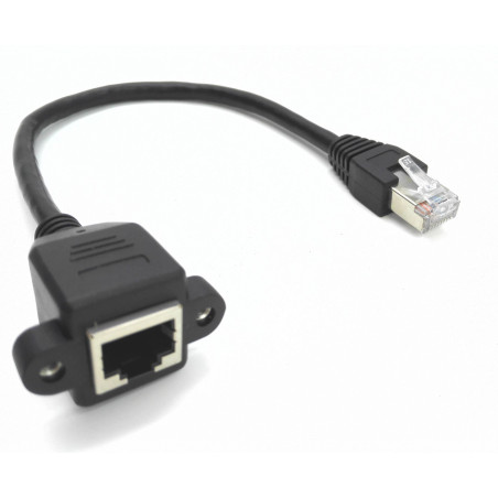 zdyCGTime 25,4 cm Cat6e réseau Ethernet RJ45 M/F blindé à vis Montage sur Panneau câble d'extension, Femelle blindée Ethernet RJ